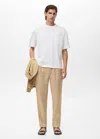 Mango Man T-shirt 100% Cotton Boxy Fit Pocket Off White
