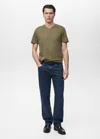 Mango Man V-neck T-shirt Olive Green