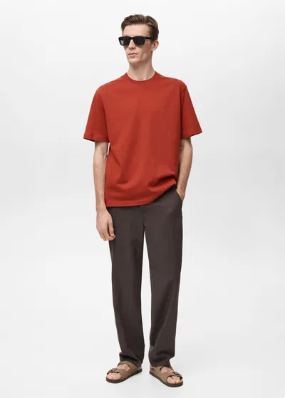 Mango Man Heavy Weight Relaxed Fit T-shirt Red