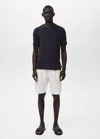 Mango Man T-shirt Lin Slim-fit Bleu Marine - Homme - Xxl -