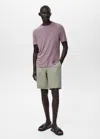 Mango Man T-shirt Lin Slim-fit Lilas - Homme - Xxl -