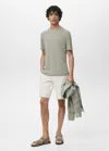 Mango Man T-shirt Lin Slim-fit Vert Menthe - Homme - Xxl -
