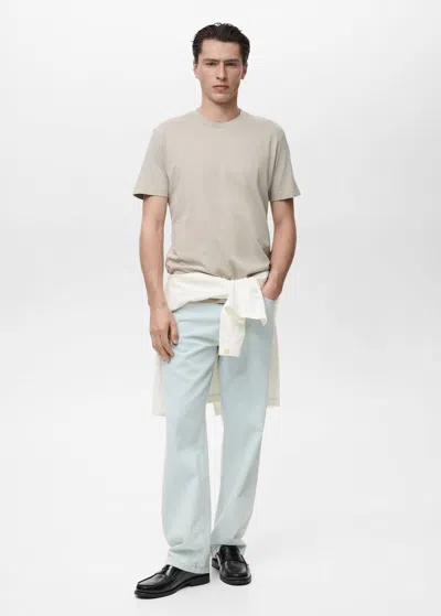 Mango Man T-shirt Slim-fit 100 % Coton Gris Glacé - Homme - L -