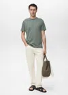 Mango Man 100% Cotton Slim-fit T-shirt Khaki
