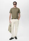 Mango Man T-shirt Slim-fit 100 % Coton Vert Foncé - Homme - Xxl -