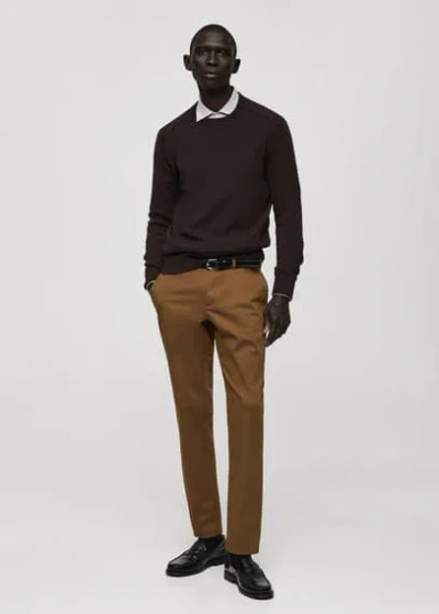 Mango Man Tapered Fit Cotton Pants Brown