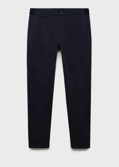 Mango Man Tapered Fit Cotton Pants Dark Navy