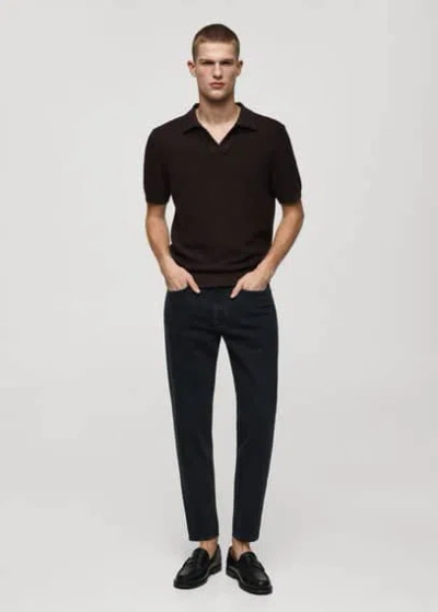 Mango Man Tapered-fit Cropped Jeans Black Denim