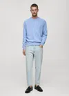 Mango Man Tapered-fit Cropped Jeans Bleach Blue In Bleach Blue