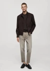 Mango Man Tapered-fit Cropped Jeans Denim Grey In Denim Grey