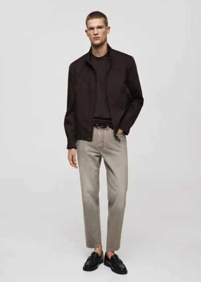 Mango Man Tapered-fit Cropped Jeans Denim Grey