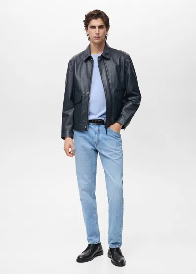 Mango Man Tapered-fit Jeans Medium Blue