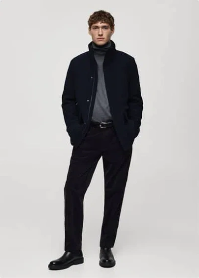 Mango Man Technical Fabric Quilted Anorak Dark Navy