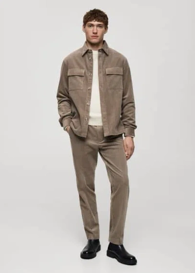Mango Man Technical Fabric Quilted Anorak Mink Grey
