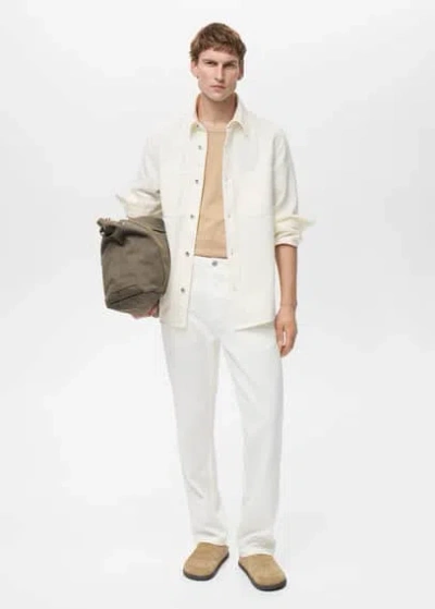 Mango Man Tencel Regular Fit Overshirt Off White