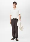 Mango Man Textured Cotton Polo Relaxed Fit Ecru In Ecru