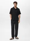 Mango Man Polo Maille Texturé Noir - Homme - Xxl -