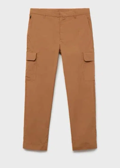 Mango Man Thermoregulating Comfort Stretch Cargo Trousers Tobacco Brown