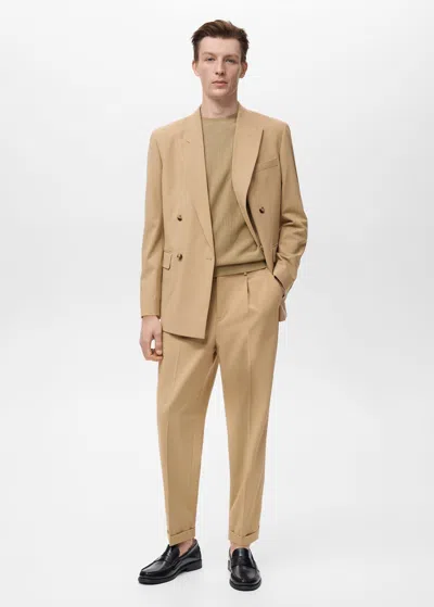 Mango Man Trousers Beige In Sand
