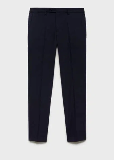 Mango Man Pantalon Costume Turín 100 % Laine Bleu Marine Foncé - Homme - 38 -  In Dark Navy