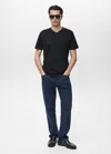 Mango Man T-shirt Col En V Noir - Homme - Xxl -