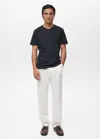 Mango Man T-shirt Col En V Bleu Marine Foncé - Homme - Xxl -