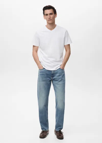 Mango Man T-shirt Col En V Blanc - Homme - Xxl -