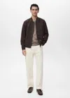 Mango Man Suede-effect Bomber Jacket Chocolate