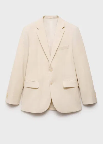 Mango Man Milan Slim-fit Suit Jacket Ecru In Écru