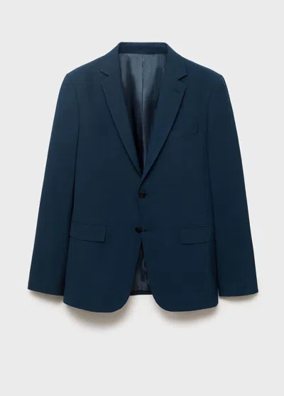 Mango Man Veste Costume París Super Slim-fit Bleu Indigo - Homme - 48 -