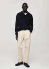 Mango Man Regular Fit Cotton Drawstring Pants Ecru