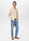 Mango Man Straight Cotton Jacket With Buttons In Sand