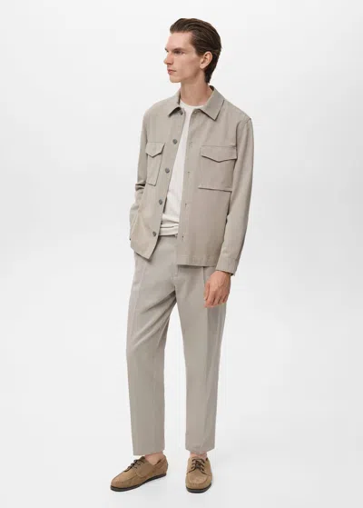 Mango Man Straight Cotton Jacket With Buttons In Gray