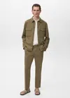 Mango Man Straight Cotton Jacket With Buttons In Brown