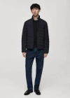 Mango Man Quilted Jacket With Down And Feather Filling Dark Navy In Bleu Marine Foncé