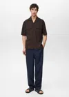 MANGO MAN VISCOSE SHIRT WITH POCKETS CHOCOLATE