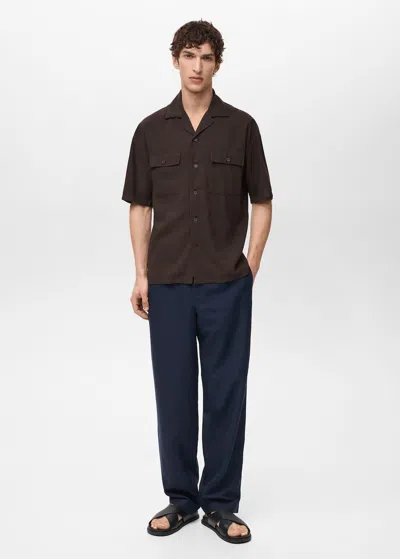 Mango Man Viscose Shirt With Pockets Chocolate