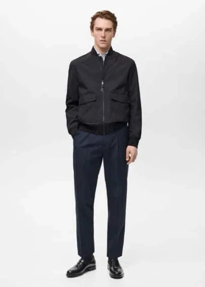 Mango Man Water-repellent Bomber Jacket With Pockets Night Blue
