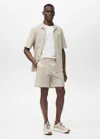 Mango Man Water-repellent Coolmax Bermuda Shorts In Beige