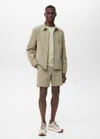 Mango Man Water-repellent Coolmax Bermuda Shorts In Kaki