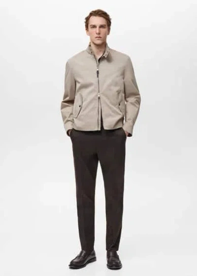 Mango Man Water-repellent Cotton Jacket Ice Grey