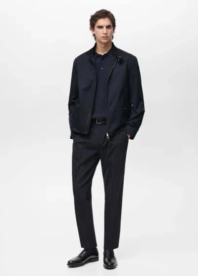 Mango Man Water-repellent Cotton Jacket Night Blue