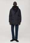 Mango Man Water-repellent Hooded Quilted Anorak Dark Navy