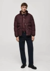 Mango Man Water-repellent Quilted Anorak Maroon