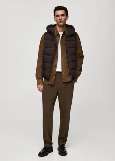 Mango Man Water-repellent Quilted Gilet Brown