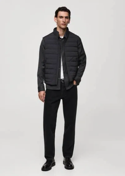 Mango Man Water Repellent Quilted Gilet Charcoal