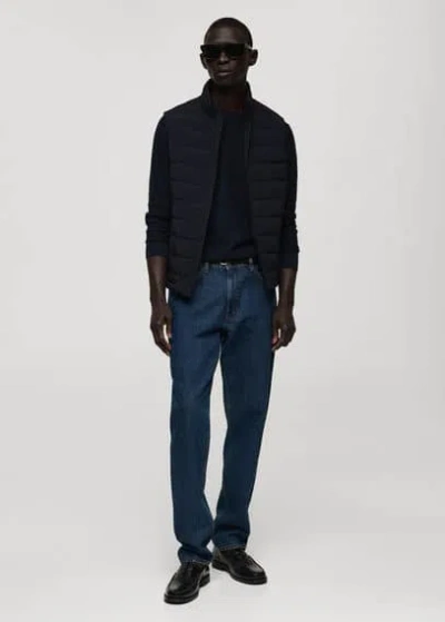 Mango Man Water Repellent Quilted Gilet Dark Navy