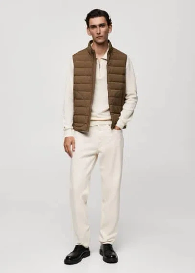Mango Man Water Repellent Quilted Gilet Tobacco Brown