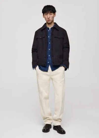Mango Man Water-repellent Quilted Jacket Dark Navy