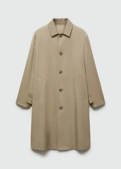 Mango Man Water-repellent Relaxed Fit Trench Coat Beige